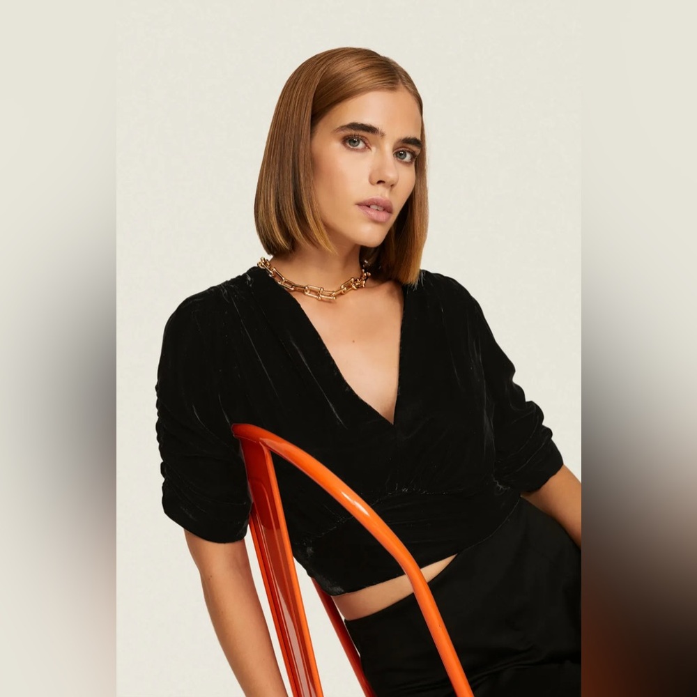 NWT Peter Som Collective x RTR Velvet Top, Black, Size 4, Women's